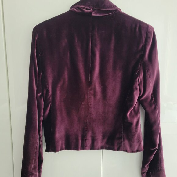 Club Monaco Cropped Purple Velvet Blazer Size 6 - Picture 2 of 6